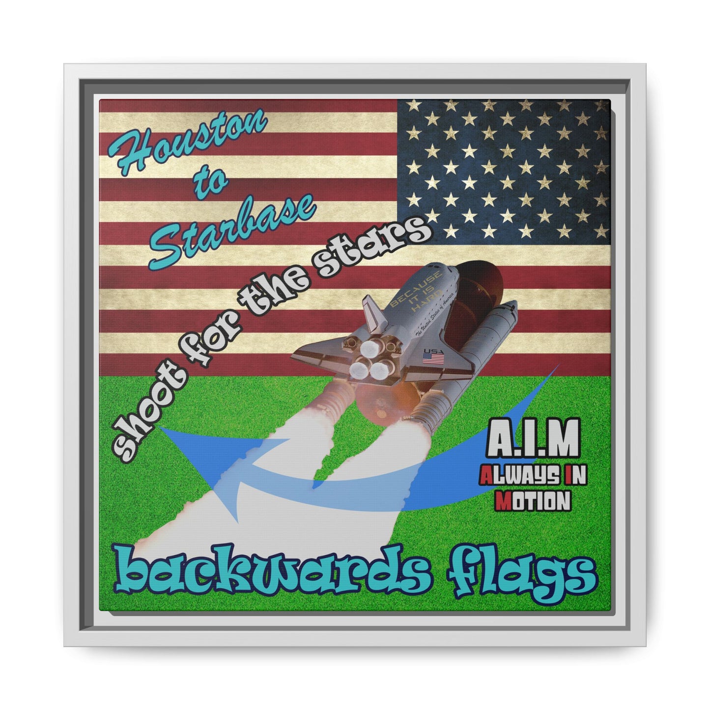 shoot for the stars - framed canvas art (green turf)