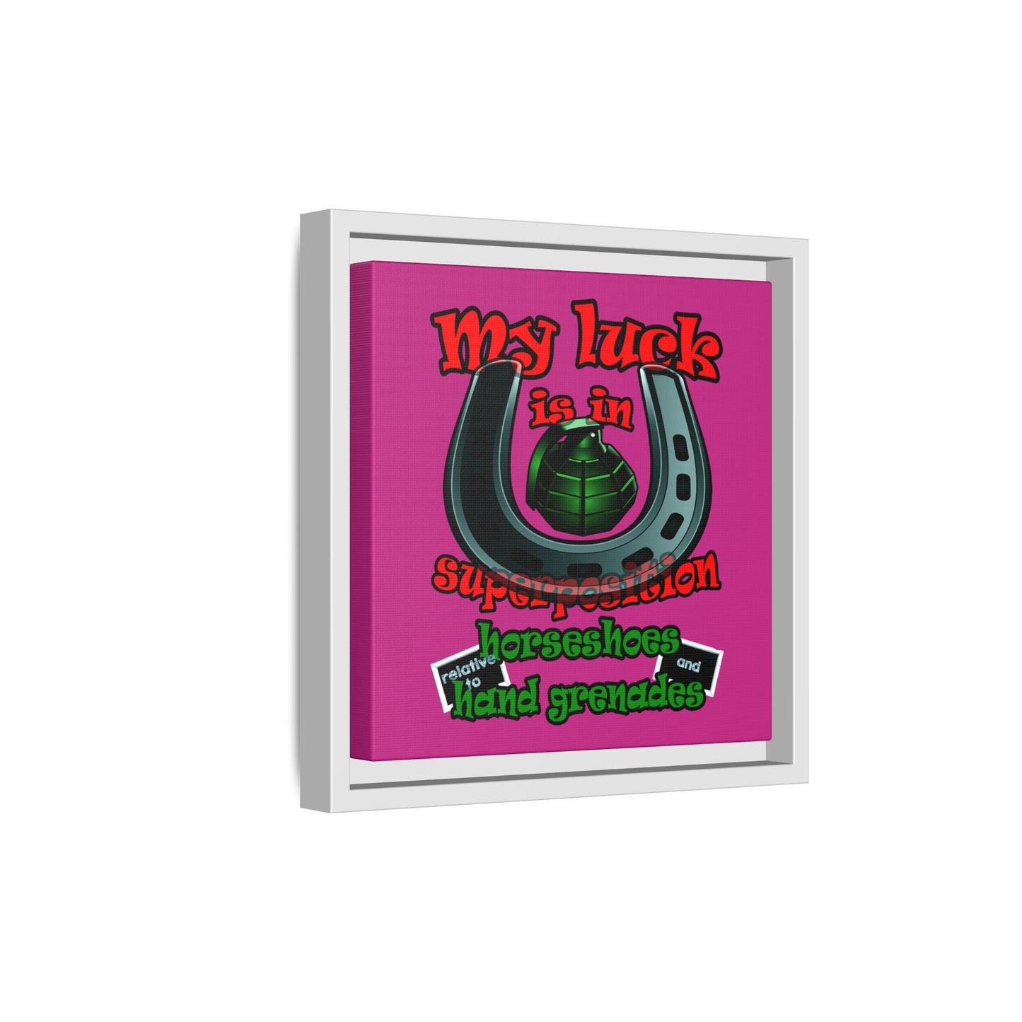 my luck - framed canvas art (pink)