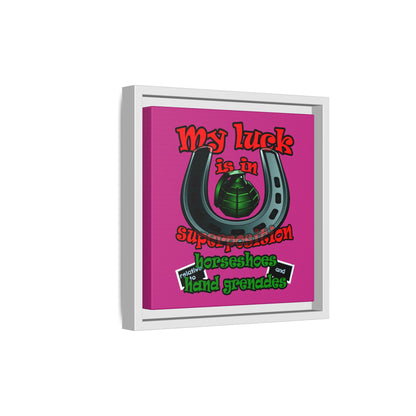 my luck - framed canvas art (pink)