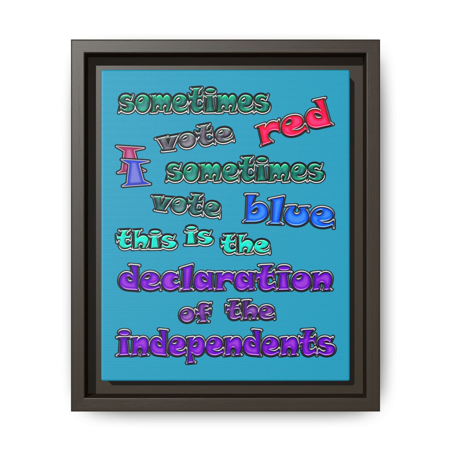declaration of the independents - framed canvas art (turquoise)