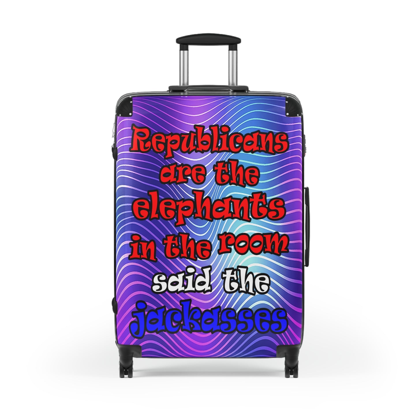 donkeys and elephants - Suitcase (purple wave)