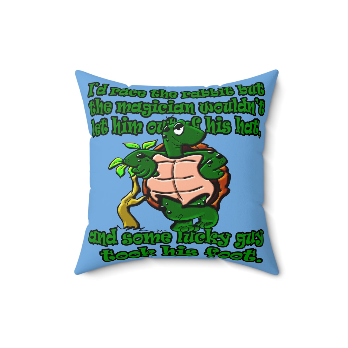 turtle race - Spun Polyester Square Pillow - (light blue)