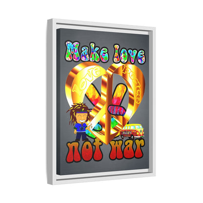love peace - framed canvas art (grey-light grey)