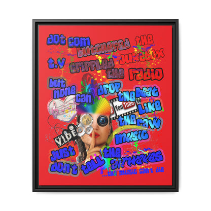 drop the beat - framed canvas art (red)