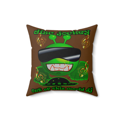 disc jockey - Spun Polyester Square Pillow - (brown)