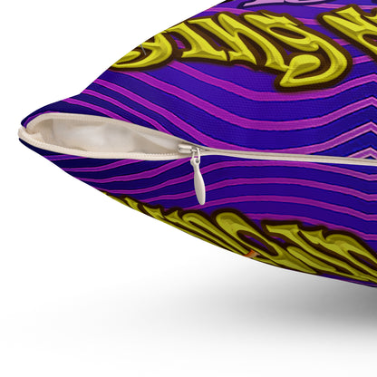 the bum's shit - Spun Polyester Square Pillow - (purple wave)