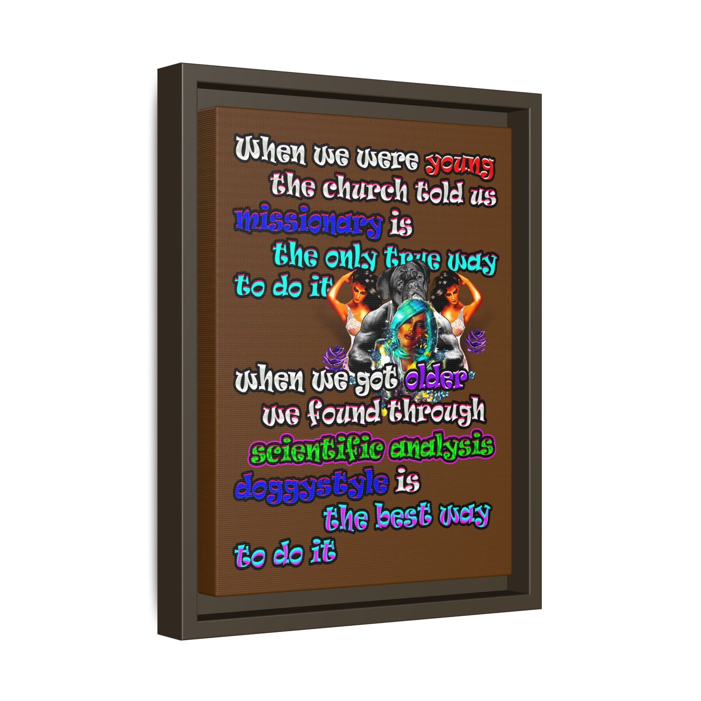 doggystyle - framed canvas art (brown)