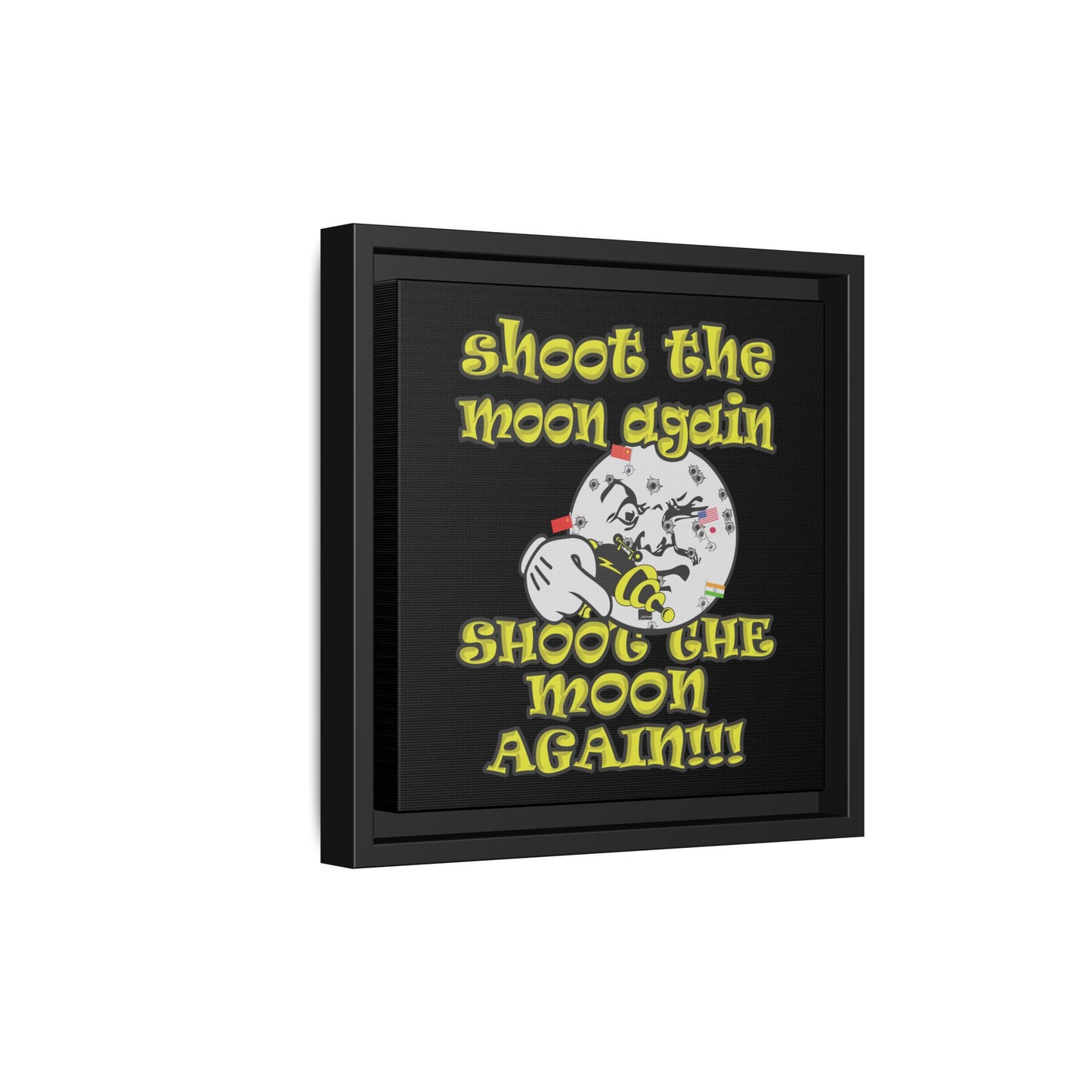 shoot the moon again - framed canvas art (black)
