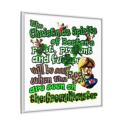 christmas spirits of boston - framed canvas art (white)