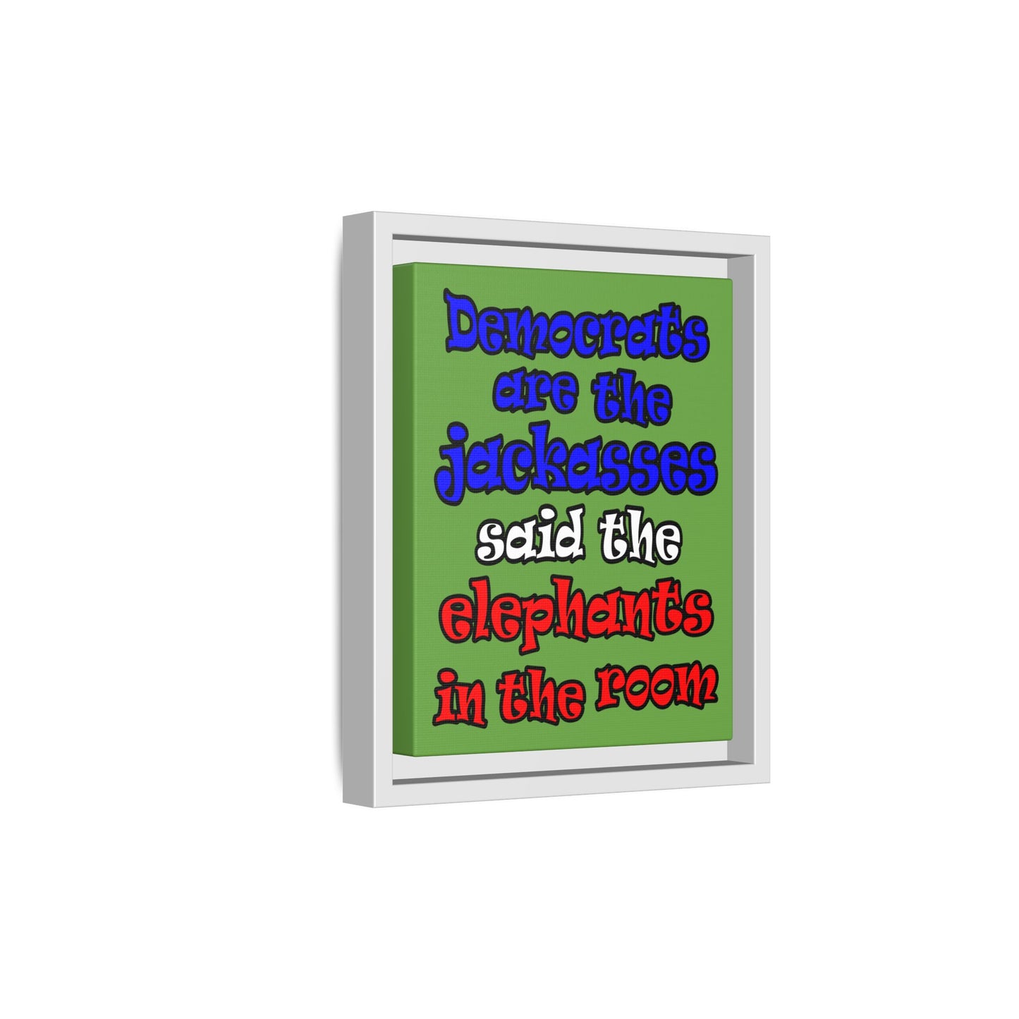 donkeys and elephants - framed canvas art (green)