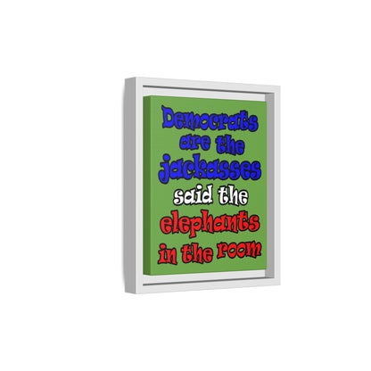 donkeys and elephants - framed canvas art (green)