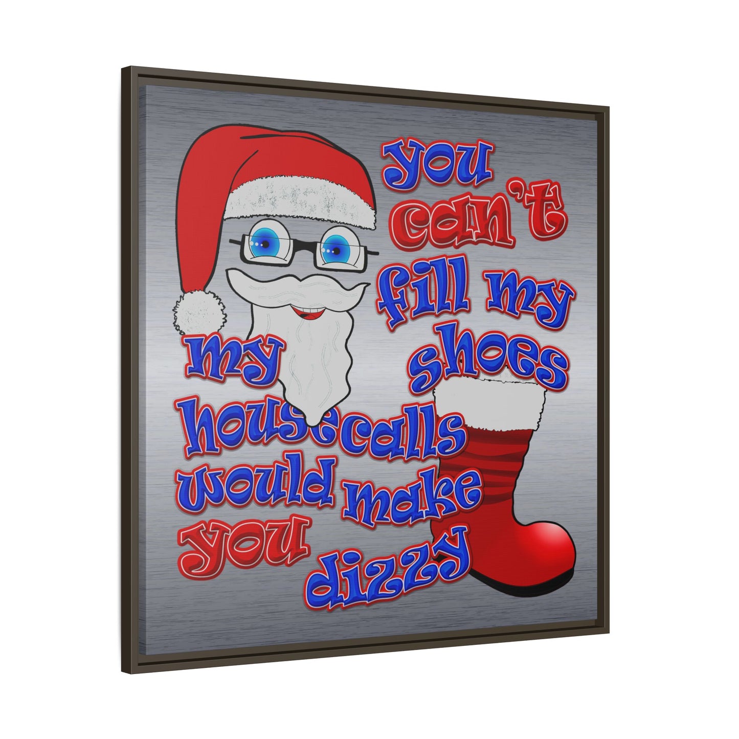 santa's shoes - framed canvas art (brushed nickel)