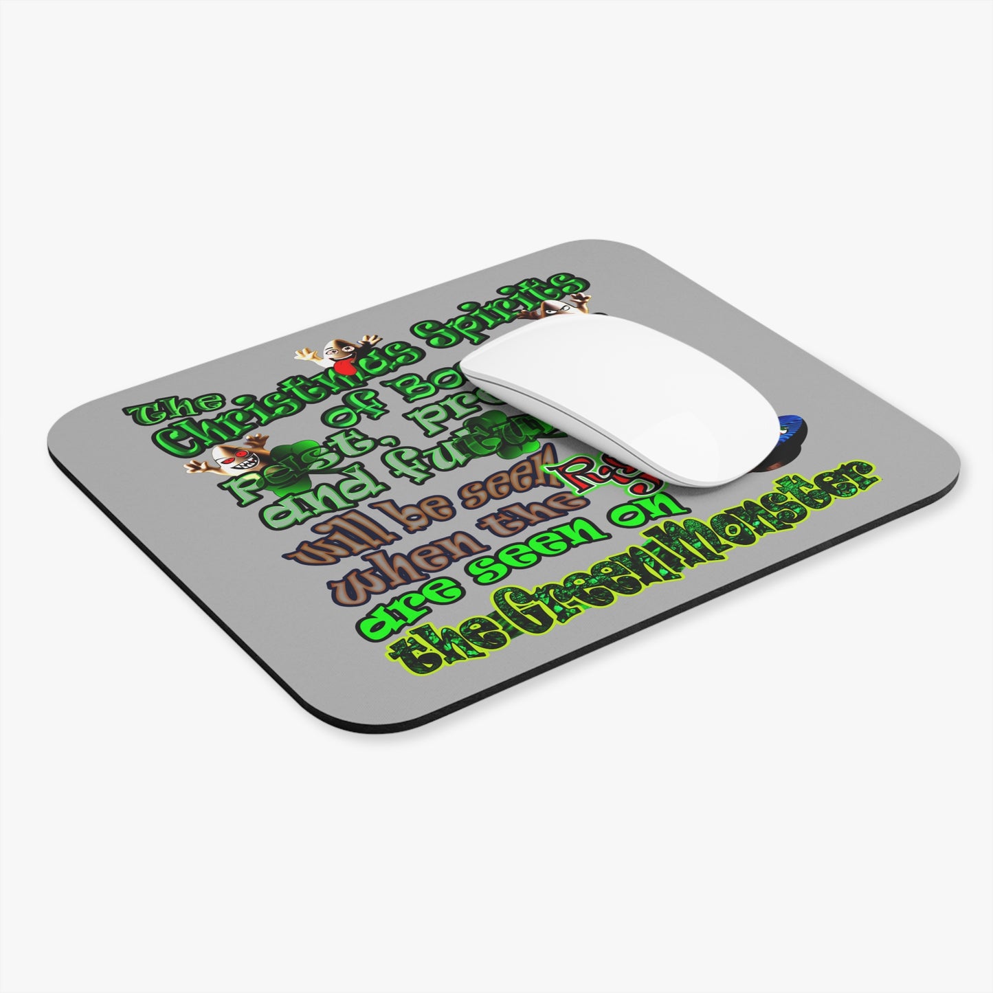 christmas spirits of boston - Mouse Pad (Rectangle) (light grey)