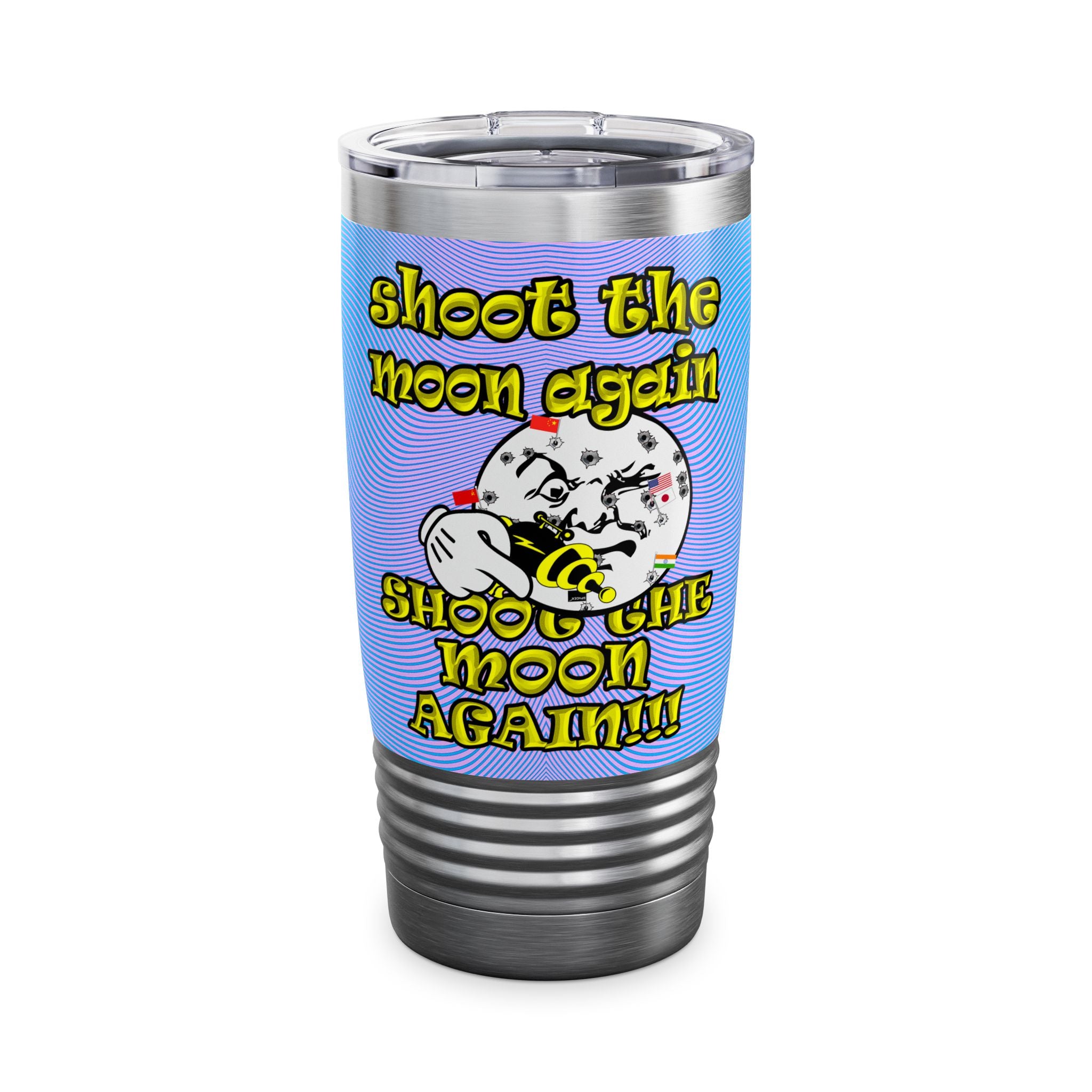 shoot the moon again - Ringneck Tumbler, 20oz (light blue-purple wave)