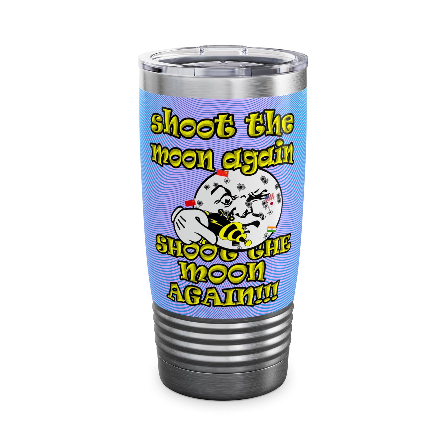 shoot the moon again - Ringneck Tumbler, 20oz (light blue-purple wave)