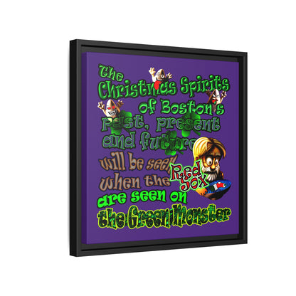 christmas spirits of boston - framed canvas art (purple)