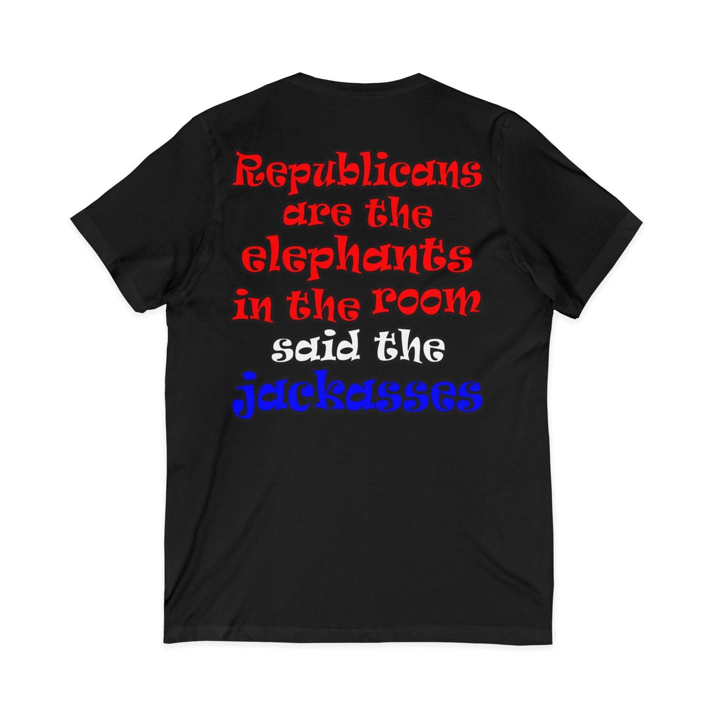donkeys and elephants - Unisex Jersey Short Sleeve V-Neck Tee