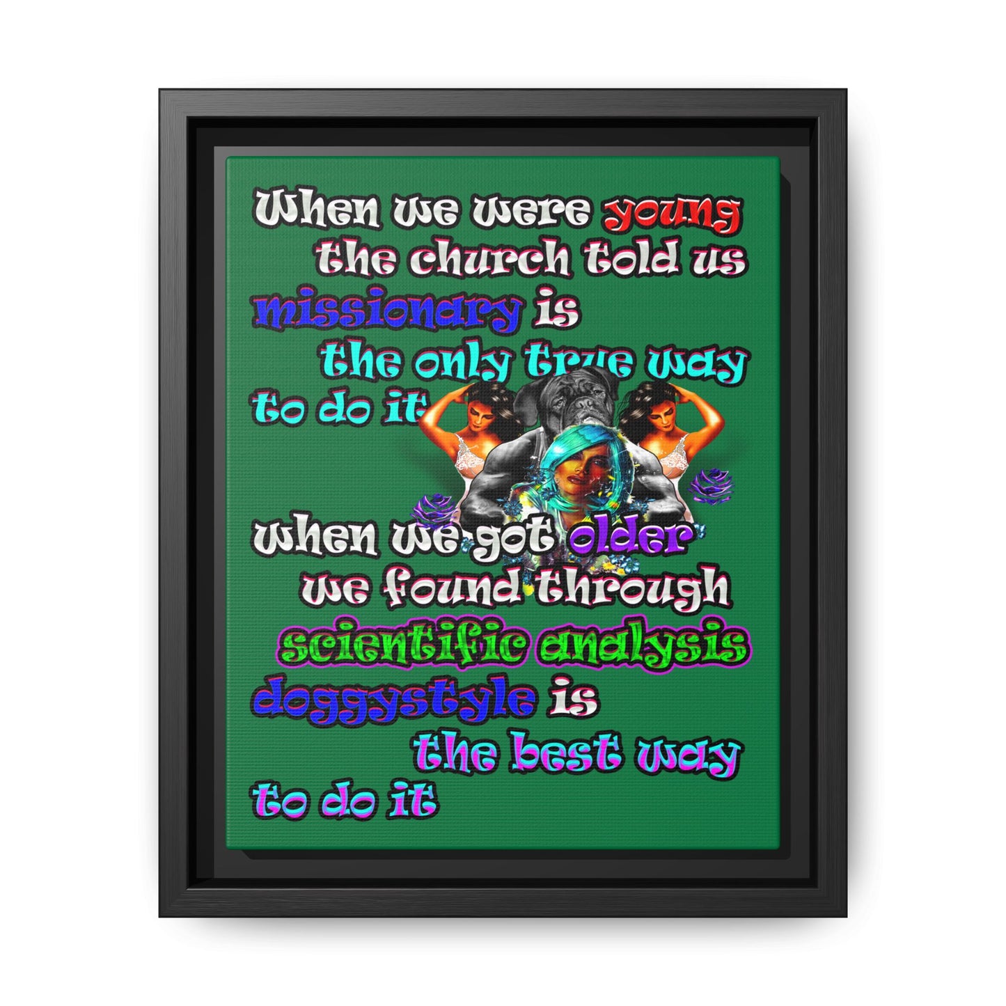 doggystyle - framed canvas art (dark green)