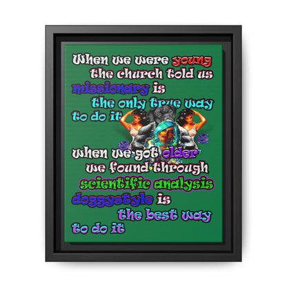 doggystyle - framed canvas art (dark green)