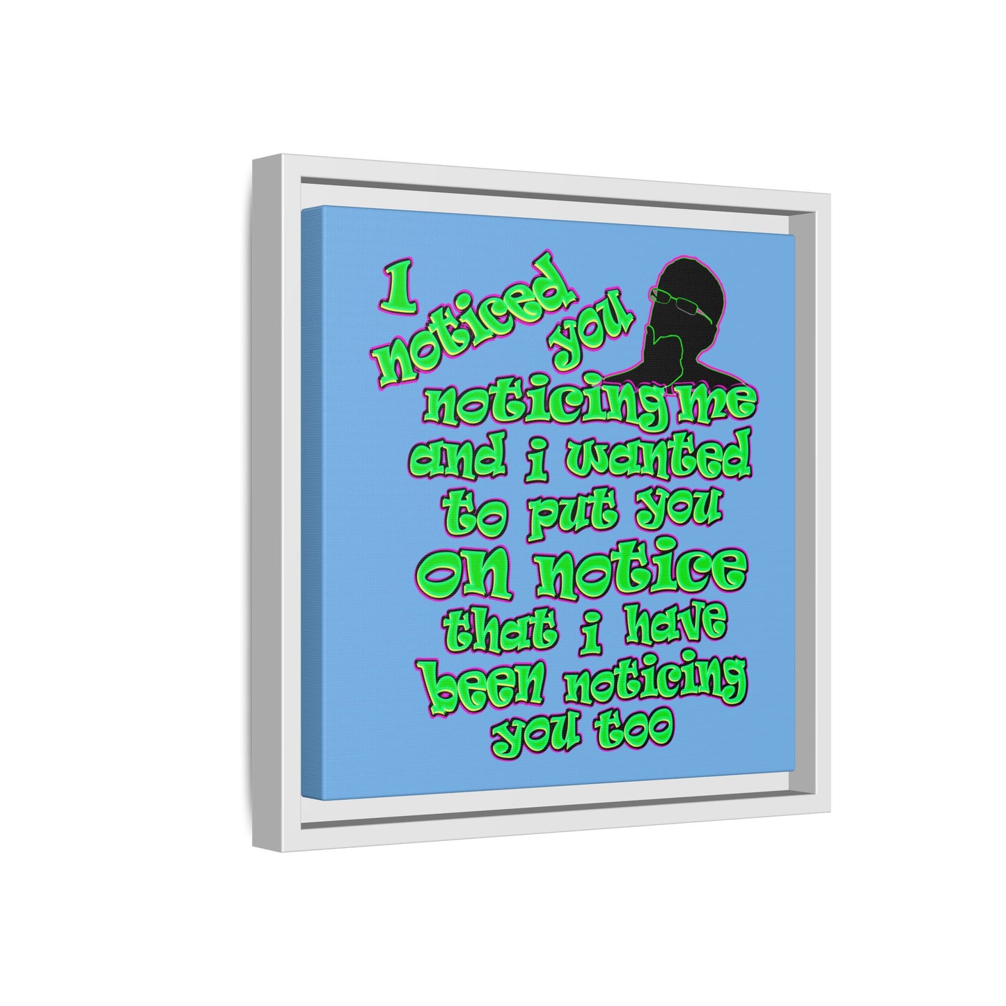 noticed you noticing - framed canvas art (light blue)