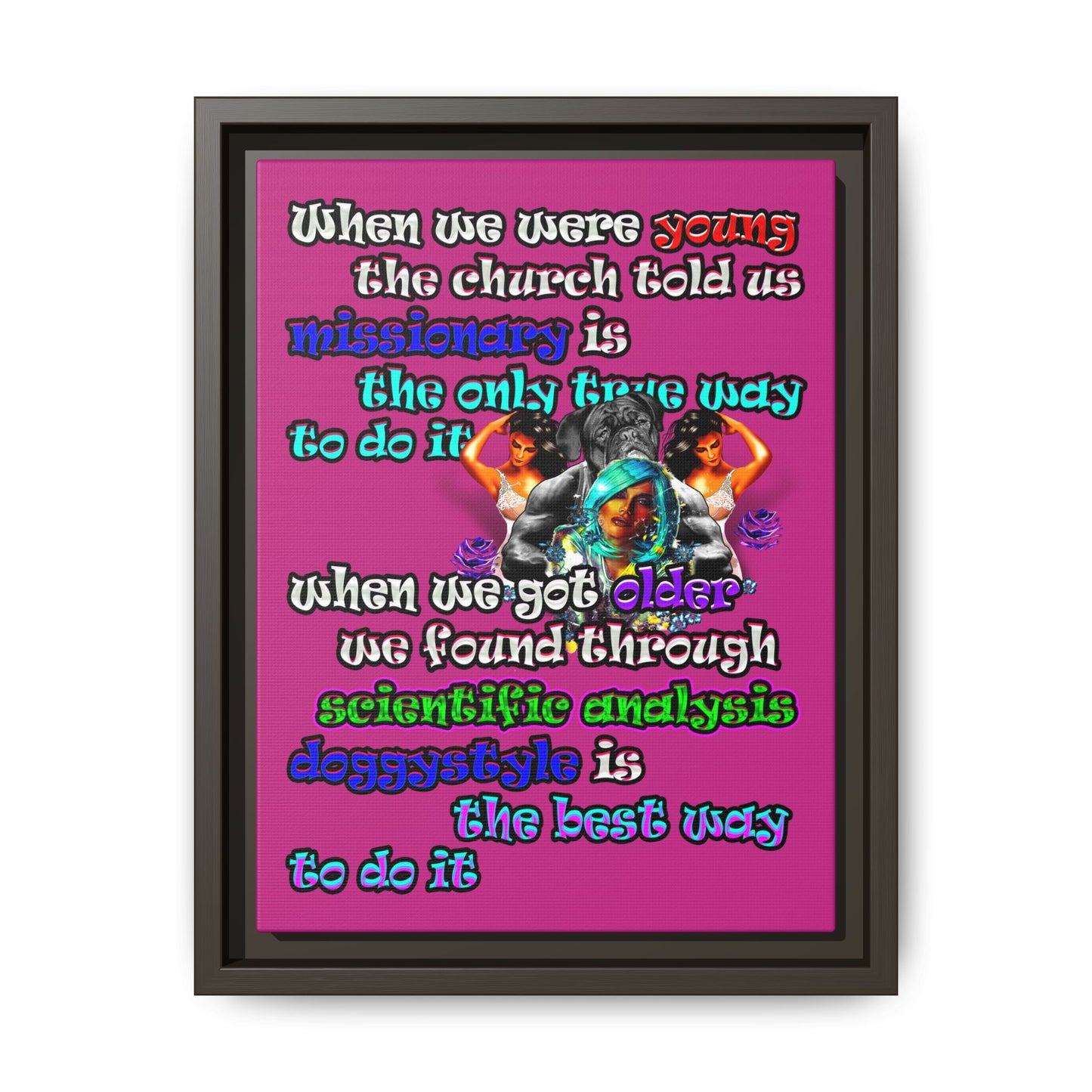 doggystyle - framed canvas art (pink)