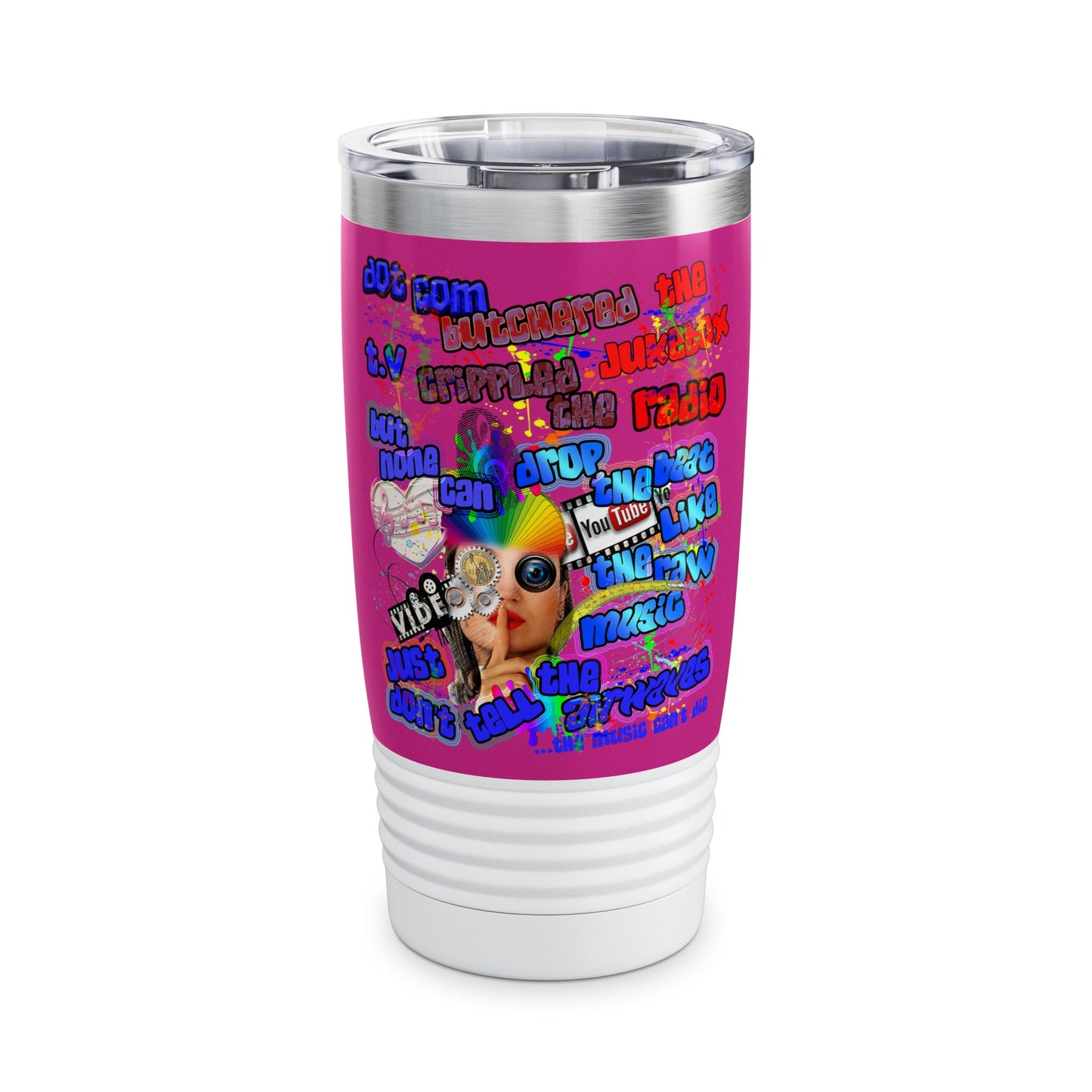drop the beat - Ringneck Tumbler, 20oz (pink)