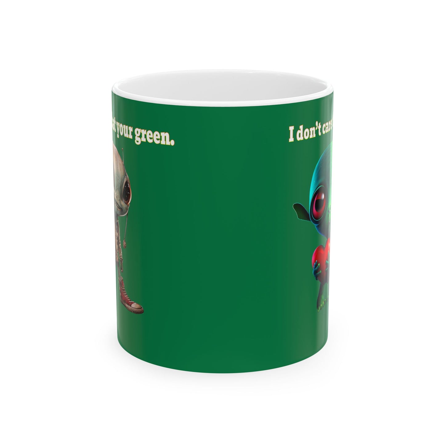 I don't care that your grey - White Mug (dark green)