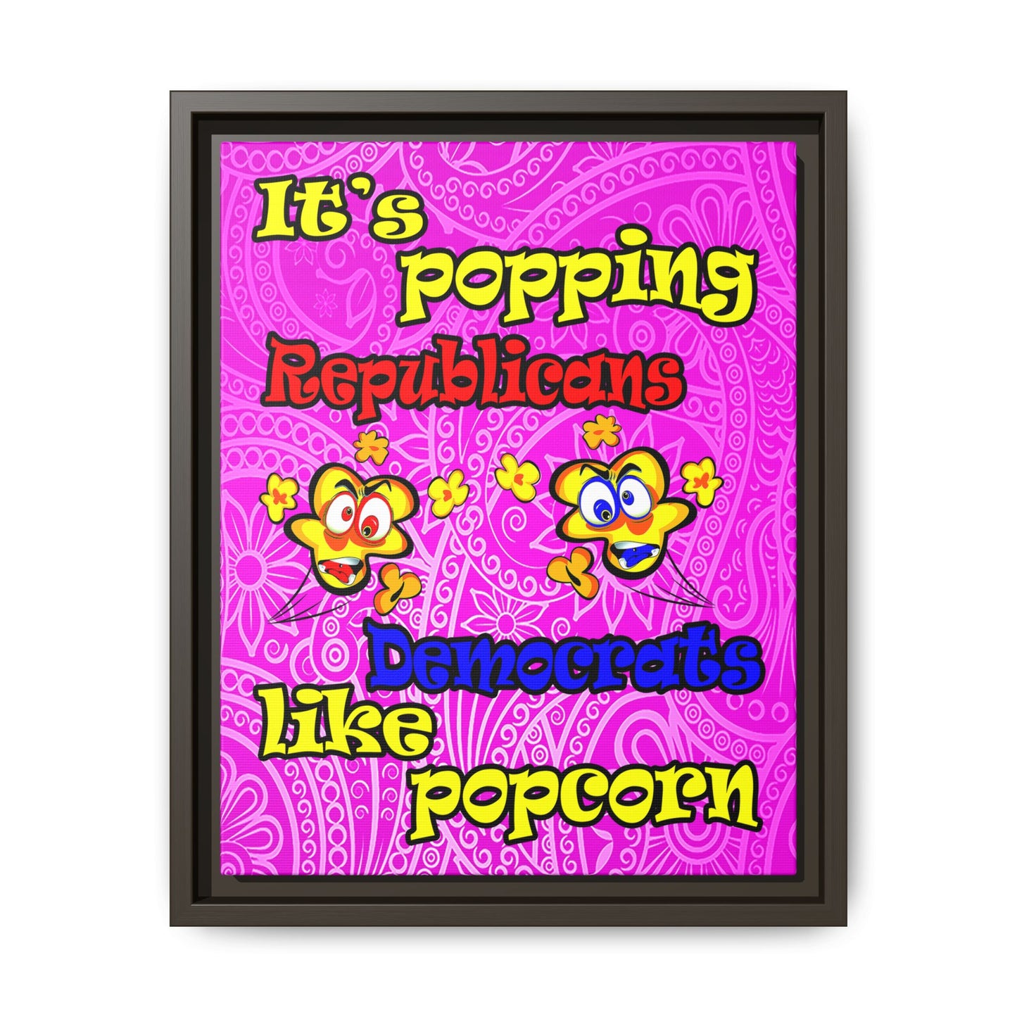 popping like popcorn - framed canvas art (pink swirl)
