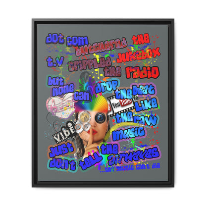 drop the beat - framed canvas art (dark grey)