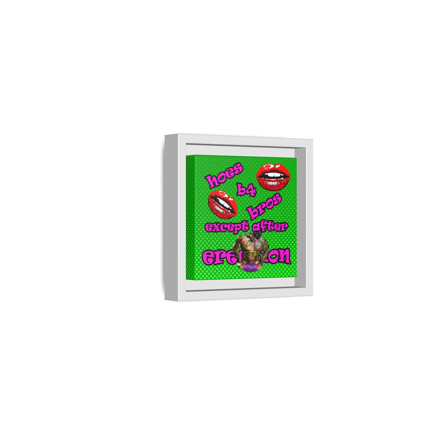 hoes b4 bros - framed canvas art (logo green)