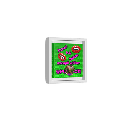 hoes b4 bros - framed canvas art (logo green)