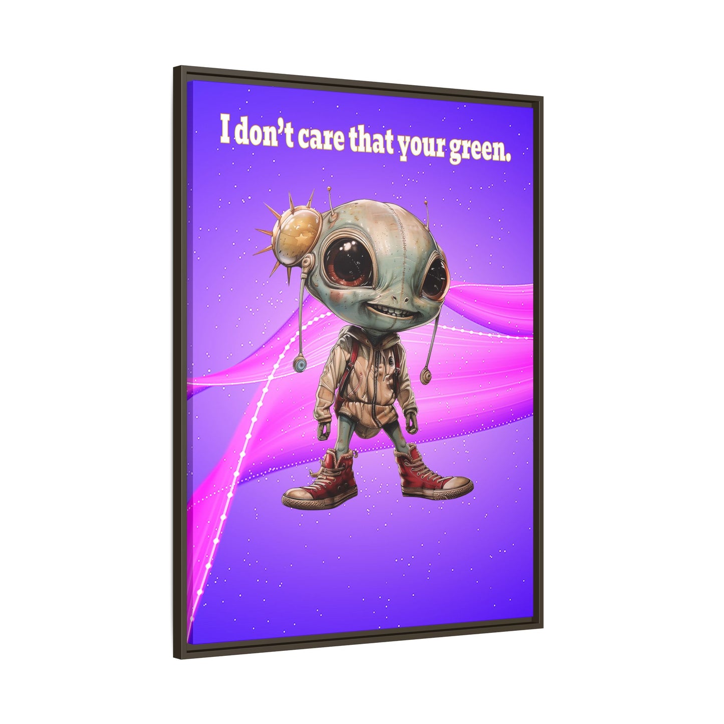 I don't care that your green - framed canvas art (purple-pink wave)