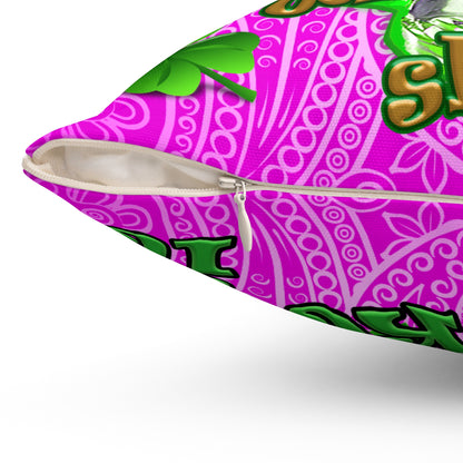 celtics logo - Spun Polyester Square Pillow - (pink swirl)