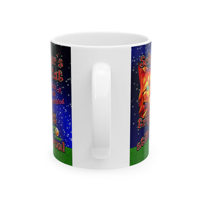 schrodinger's cat - White Mug ('snoops' background)