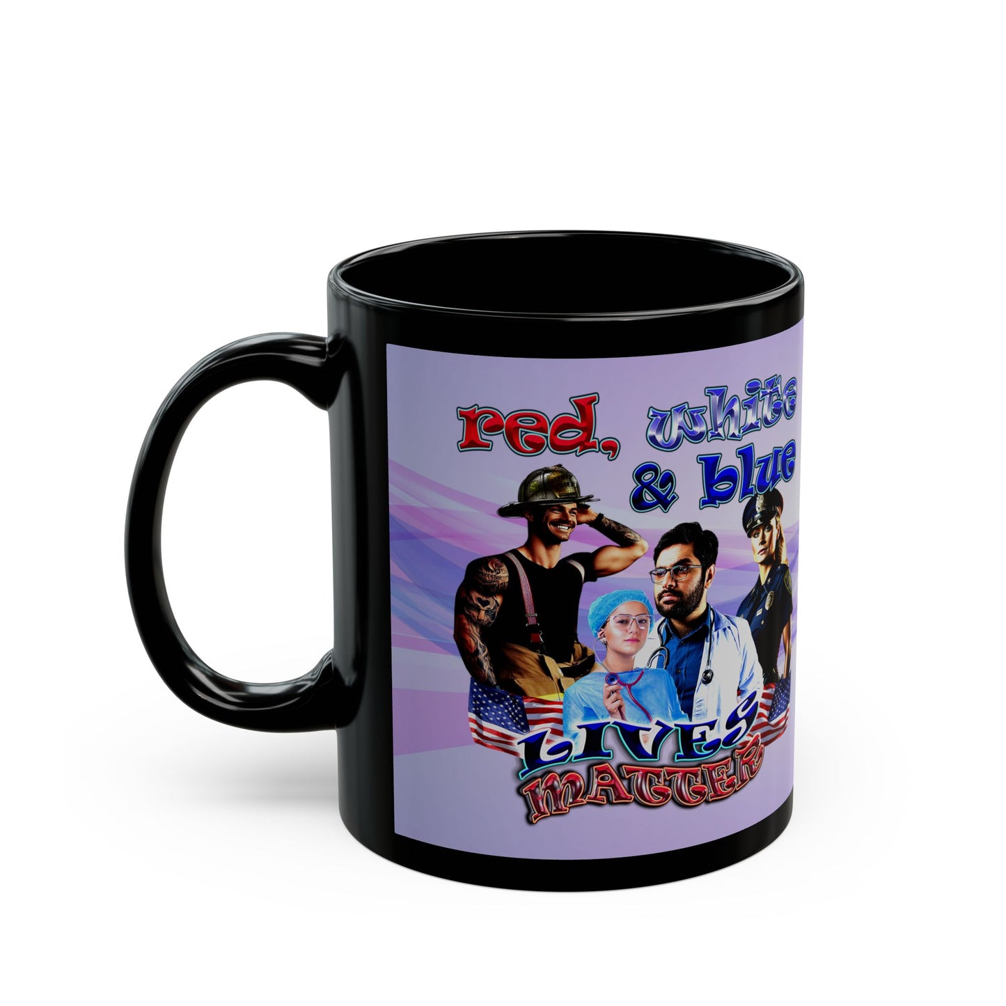 rw&b lives matter - Black Mug (light blue-pink wave)