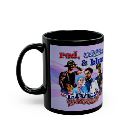 rw&b lives matter - Black Mug (light blue-pink wave)