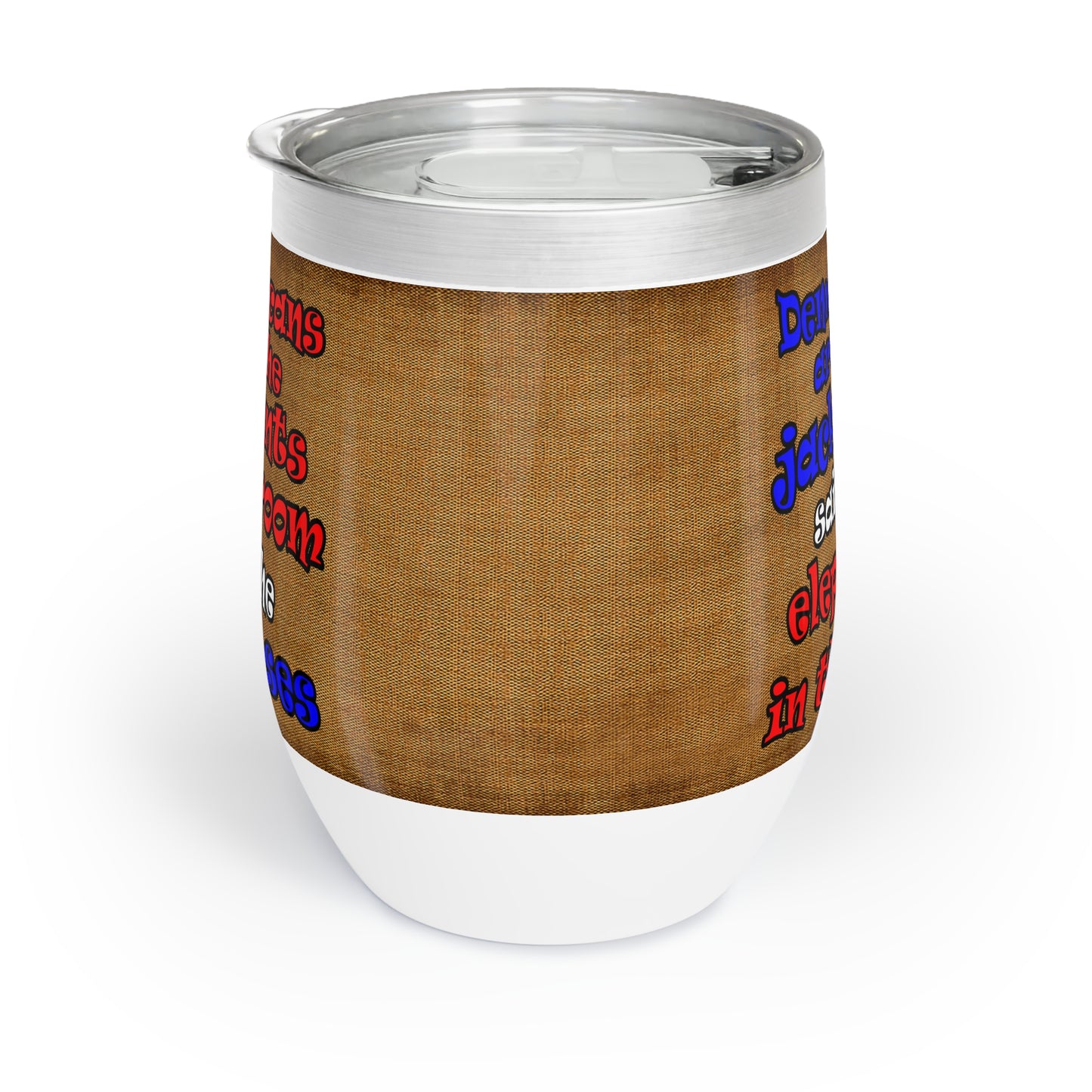 donkeys and elephants - Chill Wine Tumbler (brown papyrus)