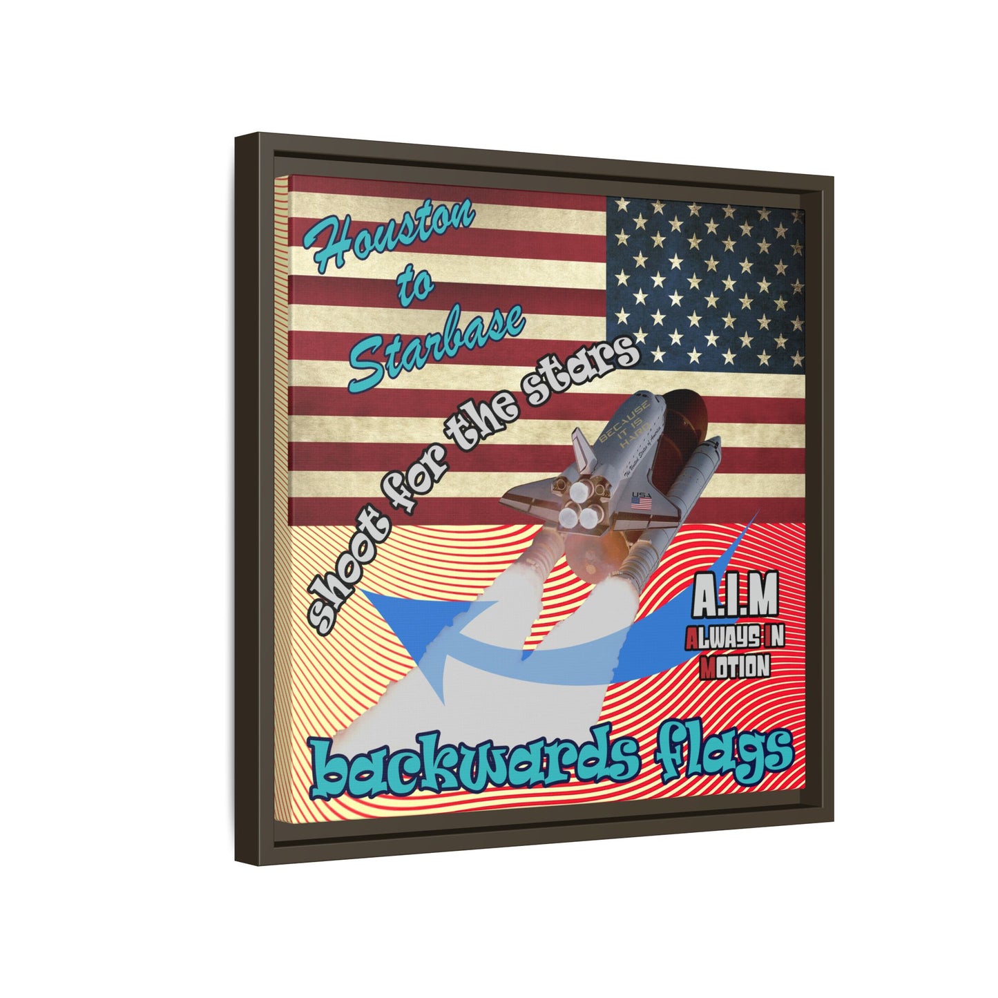 shoot for the stars - framed canvas art (yellow-orange wave)