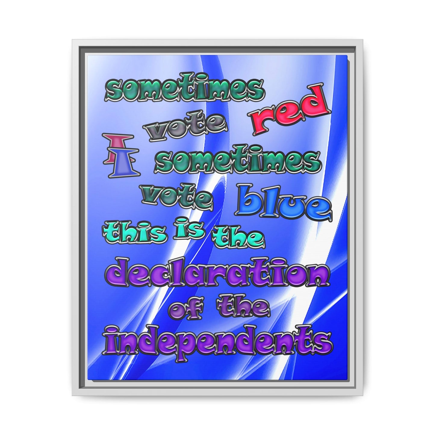 declaration of the independents - framed canvas art (blue-white wave)