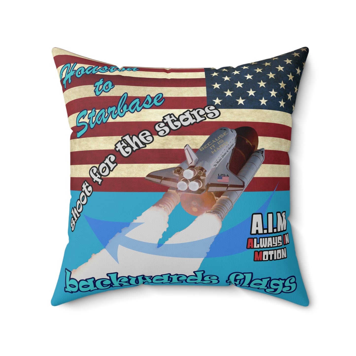 shoot for the stars - Spun Polyester Square Pillow - (turquoise)