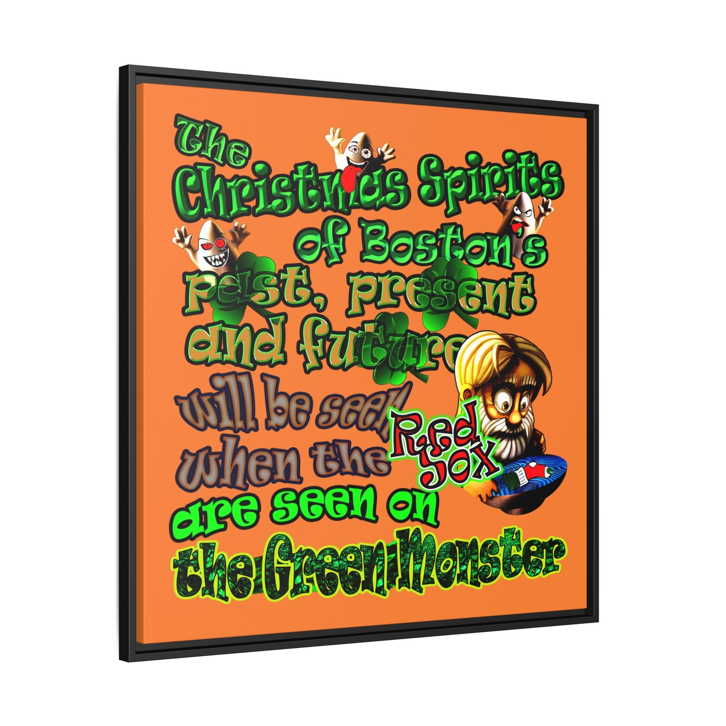 christmas spirits of boston - framed canvas art (crusta)