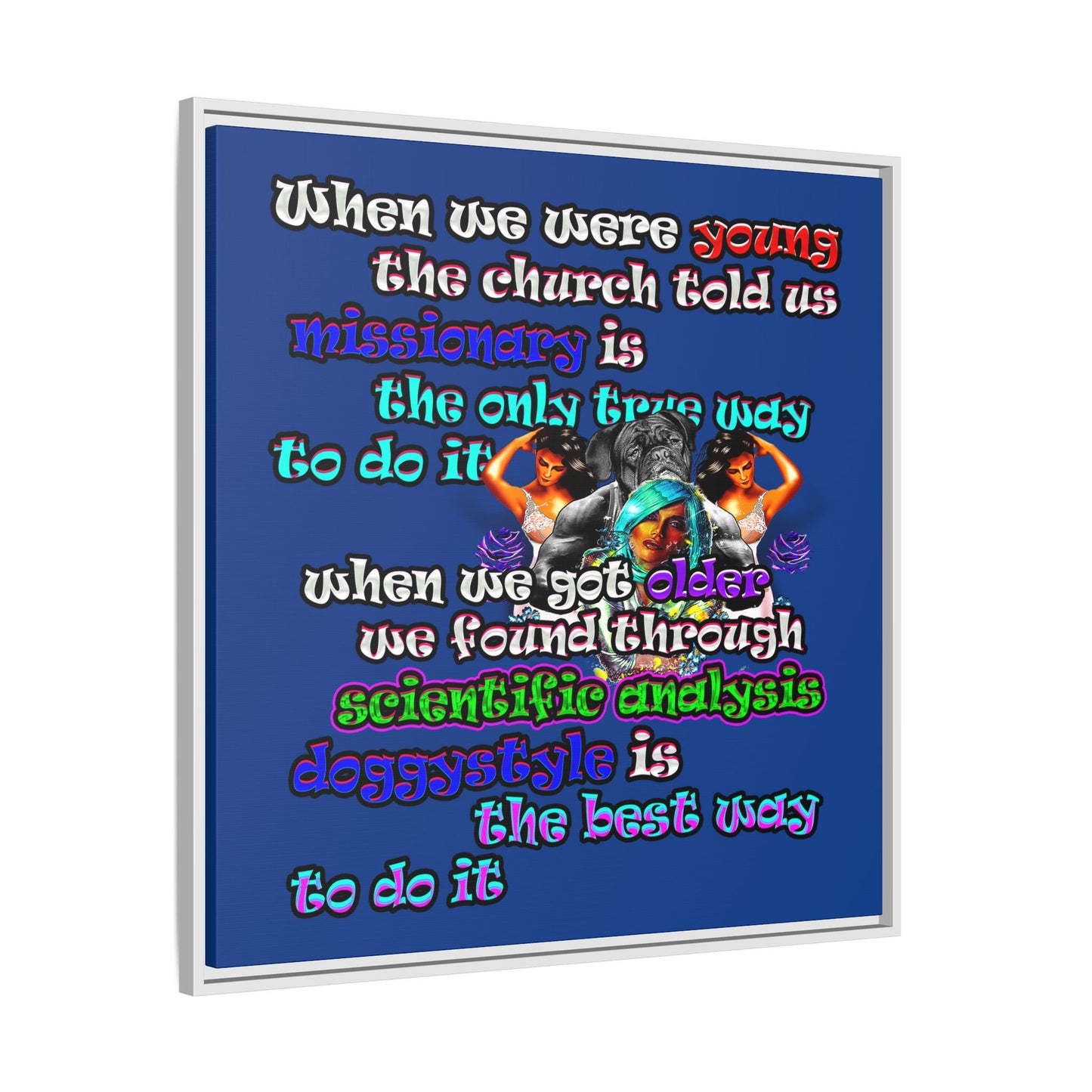 doggystyle - framed canvas art (dark blue)