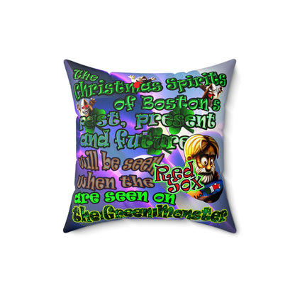 christmas spirits of boston - Spun Polyester Square Pillow - (grey-pink wave)