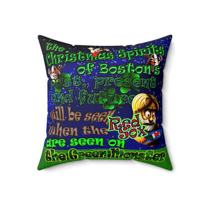 christmas spirits of boston - Spun Polyester Square Pillow - ('snoops' background)
