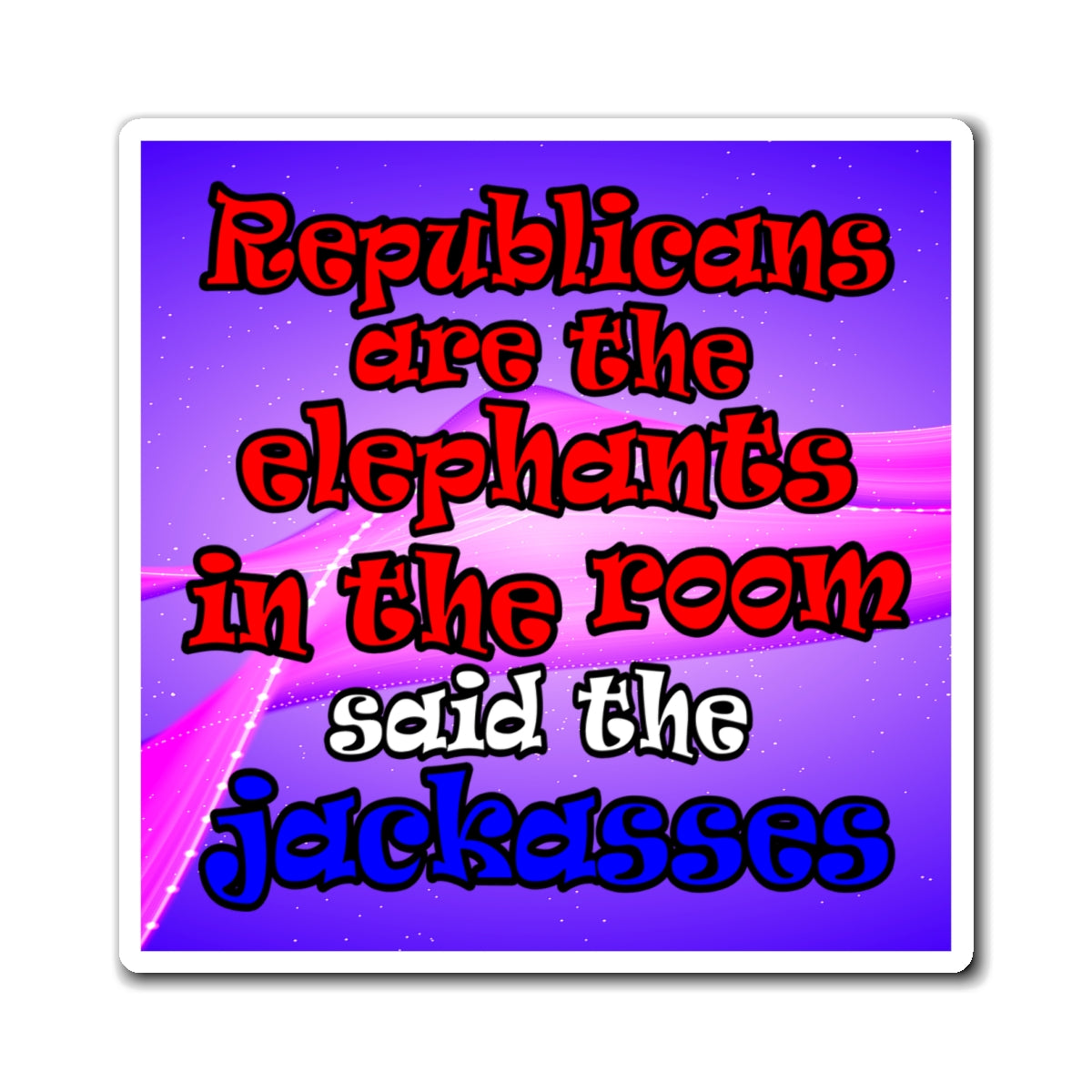 donkeys and elephants - Magnets - (purple-pink wave)