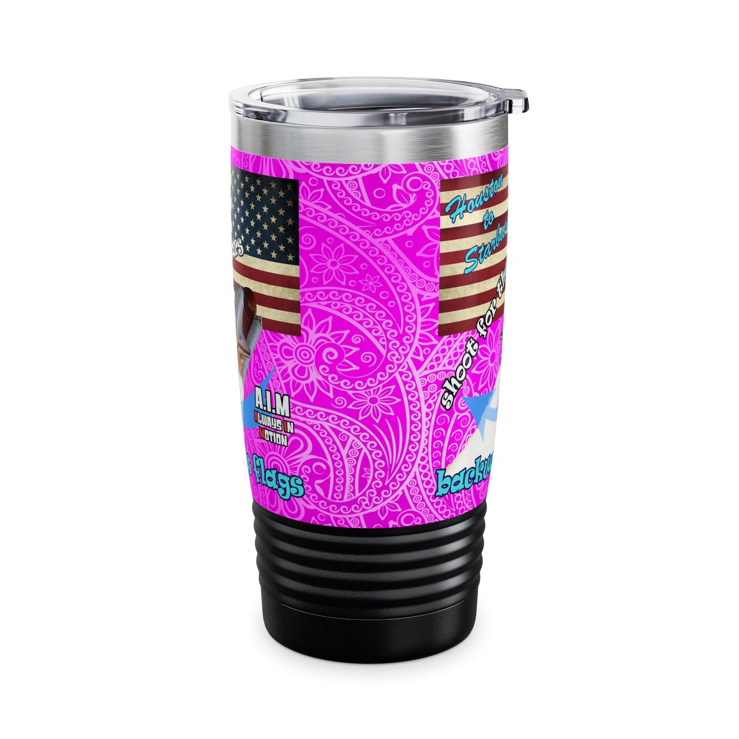 shoot for the stars - Ringneck Tumbler, 20oz (pink swirl)