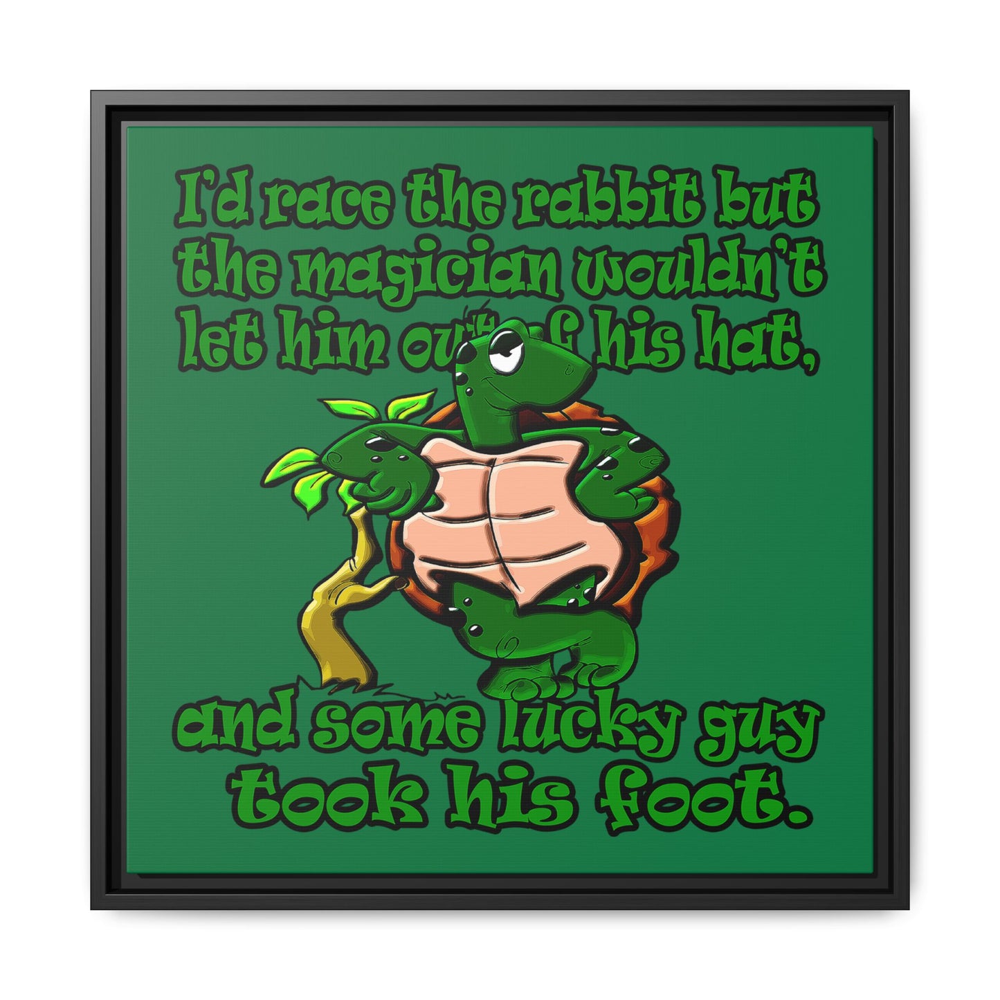 turtle race - framed canvas art (dark green)