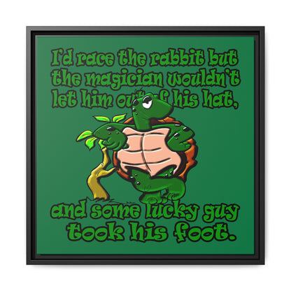 turtle race - framed canvas art (dark green)