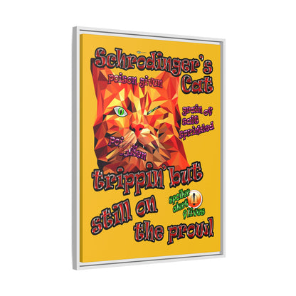 schrodinger's cat - framed canvas art (yellow)