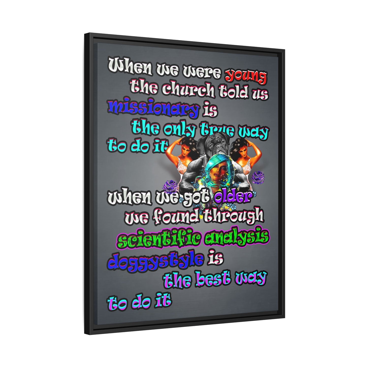 doggystyle - framed canvas art (grey-light grey)